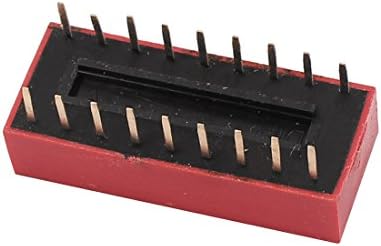 Изкуствени ключове Aexit със стъпка 2.54 мм, 18 клемм, 9 Разпоредби, Превключватели DIP-контакти плъзгащи, тип, Преминете на Червен цвят