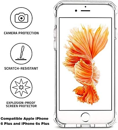 Калъф CaseHQ за iPhone 6 Плюс Калъф за iPhone Plus 6S Прозрачен Защитен калъф Defender с подобрен изземване, Мек корпус от TPU, Амортизирующий Броня, Защита от надраскване, Задната час