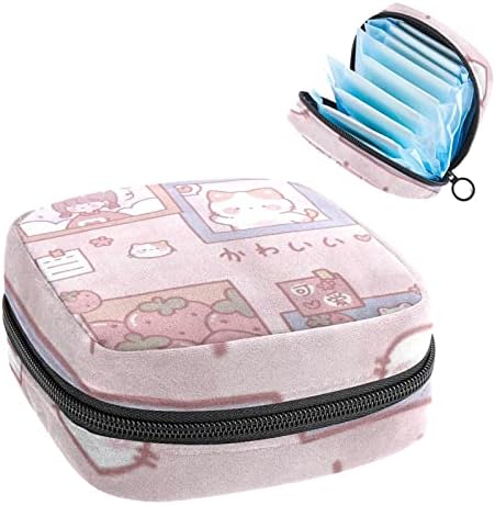 ORYUEKAN Чанта За съхранение на Хигиенни Кърпички, Преносими Многократна употреба Менструални Тампони джоб, Чанта за Съхранение на Тампони за Жени и Момичета, Сладко К