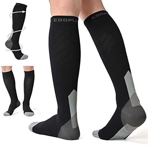 Компресия чорапи COOPLUS за Жени И Мъже, които Поддържат Циркулацията на Кръвта 20-30 мм hg.ст., Чорапогащи до Коляното за медицински Сестри, Течаща Атлетически