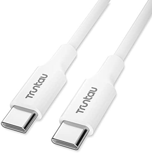 Кабел Truntau USB C-C USB, USB-кабел 3,3 метра, Кабел, бързо зареждане и Синхронизация на данни Type C-Type C за MacBook Pro 2020, iPad Air 4, Galaxy S23, S21, S10 Note20, LG и т.н., Бяла TPE