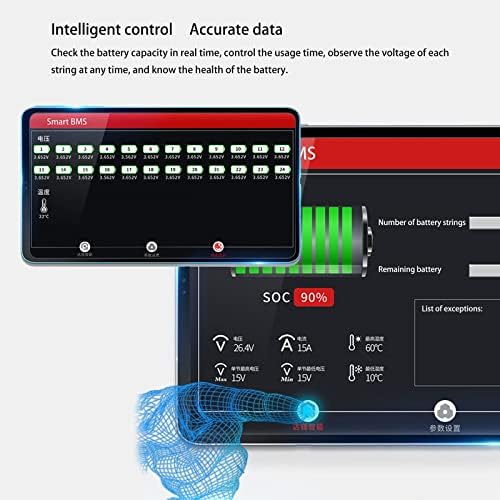 Модул заплата за защита на печатната платка HDZNDH BMS Lifepo4 Smart Battery, датчик за температура BMS, с кабели за балансиране, BT (Бутон за активация) + 485 + CAN, за акумулаторни батерии 18650