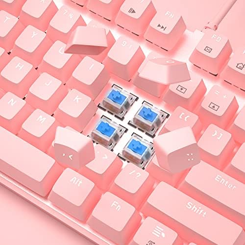 Детска клавиатура MageGee Pink Жични клавиатура USB, Нова клавиатурата е с регулируема подсветка Mechanical Буря, Брызгозащищенная, идеален за игри на вашия КОМПЮТЪР/лаптоп / MAC (Розова)