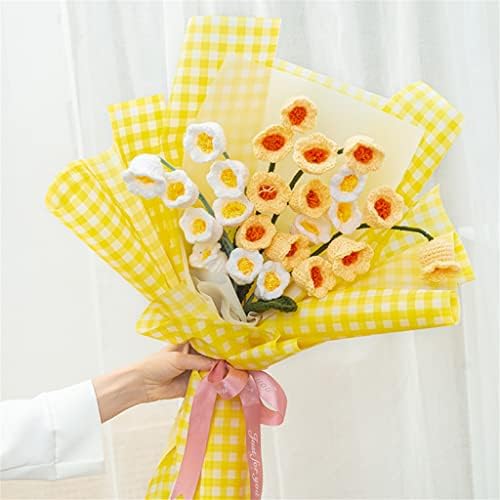 Преждата за ръчно плетиво е доста RENSLAT момина сълза Безсмъртен Букет цветя от Прежда-Камбанка Материал Набор от Декоративни украси на една кука (Цвят: жълт размер: готов)