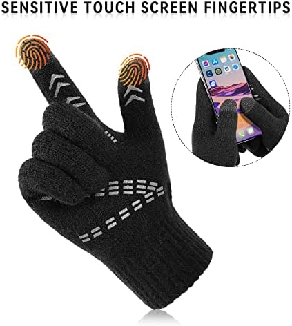Зимни ръкавици Cierto за мъже и жени: Еластични Плетени Ръкавици с докосване на екрана в студено време|Мъжки Женски Ветроупорен Топли Ръкавици за сензорен екран за смартфони, за шофиране, Джогинг, Колоездене, разходки