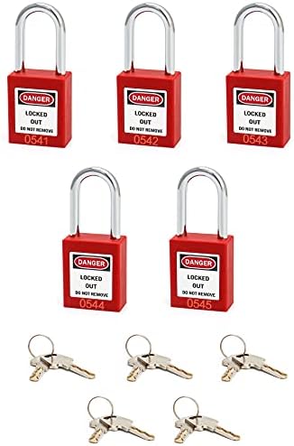 Брави QWORK Lockout Tagout, Предпазен заключване, 5 Панти брави с 10 на Ключовете, за да станции и устройства Lock Out Tag Out