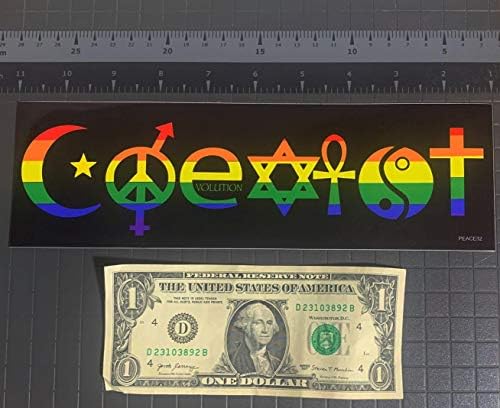 Gear Tatz - Rainbow Coexist - Авто магнит LGBTQ Pride - 2,75 Х 9,5 см - Професионално направено в САЩ - Магнитен стикер