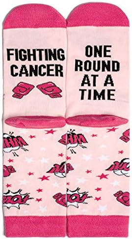 Чорапи Beat Cancer - Забавен подарък за Тези, които са имали рак или е бил на химиотерапия - За жени и мъже (Розови боксови ръкавици)