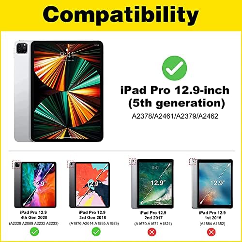 Калъф за клавиатура ProCase iPad Pro 12,9 2020 2021 2018 в комплект с [2 и с малко пари] Защитно фолио за екран за поверителност iPad Pro 12,9 см 2020 2021 2018