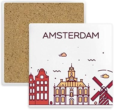 Амстердамското Плосък Забележителност на Площада в Увеселителен парк Чаша Притежателя Чаши Абсорбираща Камък за Напитки Подарък 2 елемента