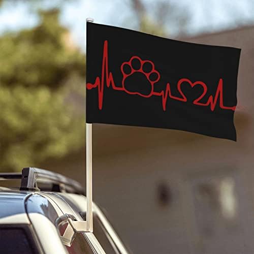 Лапа Домашен любимец Сърцебиене въже, Куче, Кола Флаг 12 х 18 инча Прозорец Скоба Банер Автомобил Висулка За Външно Украса
