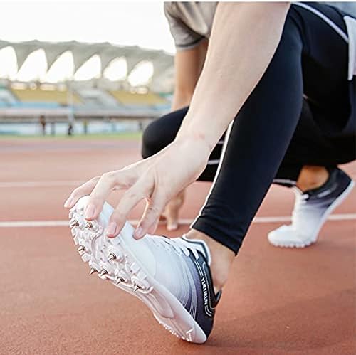 Мъжки обувки за лека атлетика - Дишащи, Леки Маратонки за джогинг, Спринт с 8 Сменяеми шипове, Маратонки за състезания, обучения по тичане, Скачане на дължина, лека атлетика