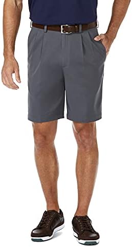 Мъжки панталони Haggar Cool 18 Pro Директно намаляване С Гънки Отпред, 4-Лентови Еластична Талия с възможност за разширение, за Кратко големи и високи размери