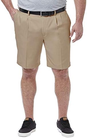 Мъжки панталони Haggar Cool 18 Pro Директно намаляване С Гънки Отпред, 4-Лентови Еластична Талия с възможност за разширение, за Кратко големи и високи размери