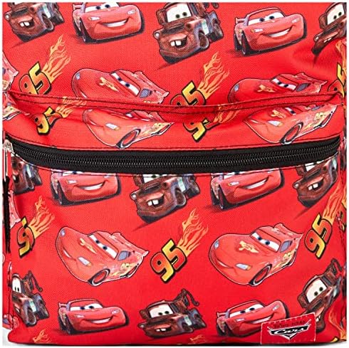 Раница Cars Lightning McQueen Allover Backpack - Раница Lightning McQueen, Mater, Док Хъдсън - Официално Лицензиран училище раница Дисни за книги (Червен)