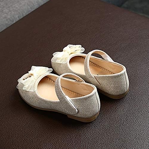 Обувки за малки момичета, нескользящие Меки обувки Мери Джейн, Обувки на Принцесата с цветя модел на Ниски обувки, Обувки за Бебета (злато, 3,5-4 години)