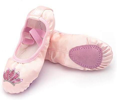 Детски обувки, Танцови обувки, Топли обувки за занимания с балет, домашни обувки за практикуване на йога, Танцови обувки за деца, размер 4, обувки за момичета (розово злато, за по-големите деца 10,5-11 години)