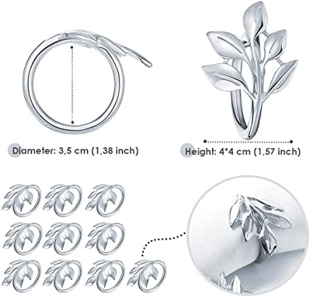 Комплект пръстени за Салфетки с Сребърни листа - Начало декор за Филтър Салфетки - Стилен Сребърен държач за Кърпички - Комплект за декор на кухня и сватбени бижута от 6 бр. [matelas]