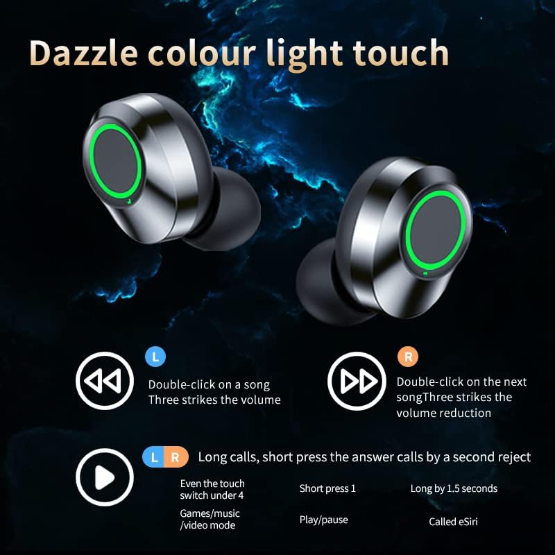 Слушалки Volt Plus TECH Wireless V5.3 LED Pro, Съвместими с вашия Sony D6616 IPX3 Bluetooth, които предпазват от вода и пот/намаляване на шума и четири-ядрени микрофон (черен)