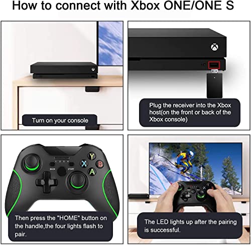 Безжичен контролер за Xbox One, геймпад с честота от 2.4 Ghz и е съвместим с Xbox One/One S/One X/One X Series/S/Elite/PC на Windows 7/8/10, с вградена двойна вибрация (бял)