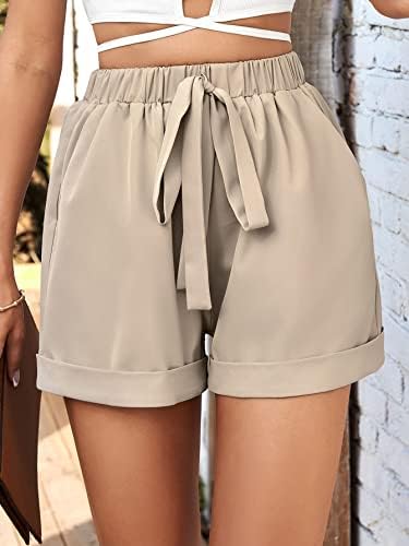 Дамски къси панталони AUTOOI с наклонена джоб, завязывающимся на кръста, къси панталони с закатанным подолом (Цвят: кайсия, Размер: X-Small)