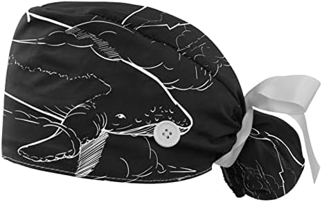2 Опаковане на Работни шапки за еднократна употреба с потни Лента за жени, Кит Черни Шапки-Ексфолианти с завязками под формата на cauda equina