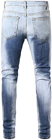 DGKaxiyaHM Мъжки Директни Светло Сини Модерни Панталони на Свободния Намаляване, Скъсани Дънкови Панталони-молив, Стегнати Дънки Carpenter в Ретро стил