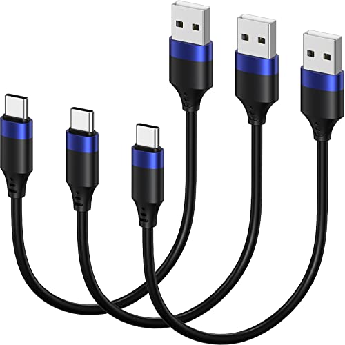 Къс USB кабел C, 1 фут 3 опаковки Кабел за зарядно устройство, USB Type C, Здрав 12-инчов кабел за бързо зареждане 3A от USB A до C USB с дължина 1 метър, съвместим с Samsung Galaxy S9 S10, Note 10 9 8 и други устройства