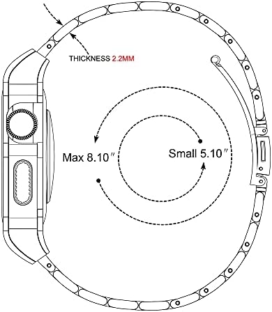 GELISHI е Съвместим с каишка на Apple Watch 44 мм серия 6/5/4 / SE с корпус, Метален Издръжлив корпус, Пълно Защитно покритие с каишка от неръждаема стомана за мъже - Сребърен