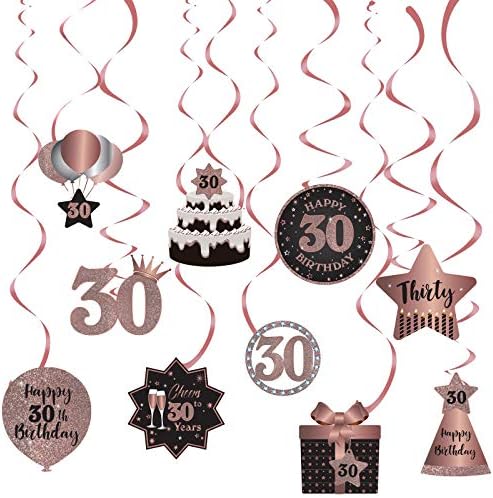 С 30-годишнината на Партита, Окачени Къдрите, Тавана Де, Празник, 30 Висящи Резба от фолио с Изрезки на 30 години, Розово Злато, Аксесоари за Парти в чест на рождения Ден