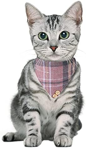 Нашийник за котки Faleela Breakaway със звънци - 2 опаковки, Яки котки с Банданой, Аксесоари за греди за домашни любимци, Регулируеми за котки и малки кучета (розови лък + кърпа)