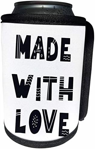 3D Фигура на черен фон Направено с любов, една фраза от библейски стих - Опаковки за бутилки-охладител (cc-360506-1)