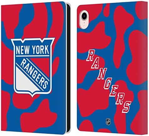 Дизайн на своята практика за главата С официално лицензирана текстура шайби НХЛ Ню Йорк Рейнджърс Кожен Калъф-книжка-джобен формат и е Съвместим с Apple iPad Mini (2021)