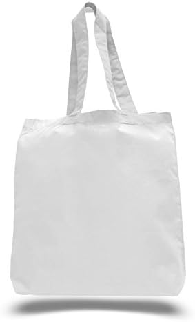 (3 опаковки) Комплект от 3 памучни чанти на Едро с Долната парче (бял)