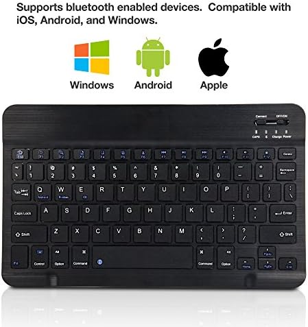 Клавиатурата на BoxWave, съвместима с Samsung Galaxy A02s (Клавиатура от BoxWave) - Клавиатура SlimKeys Bluetooth, Преносима клавиатура с вградени команди за Samsung Galaxy A02s - Черно jet black