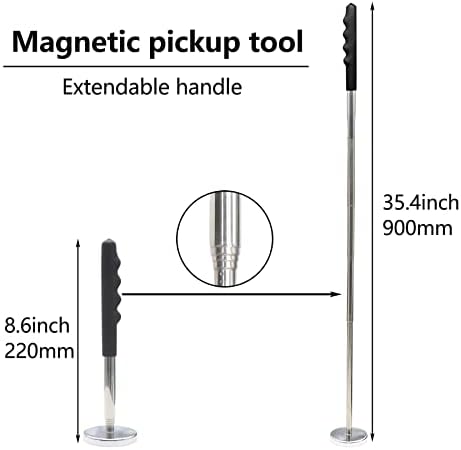 Магнитен Звукосниматель Evecad, за почистване на улиците с Телескопическим магнит, с Устройство за търсене на части винтове с магнитна тракшън 18 паунда, Магнит за лак за нокти, Разтегателен Телескопичен магнитен звукосниматель,