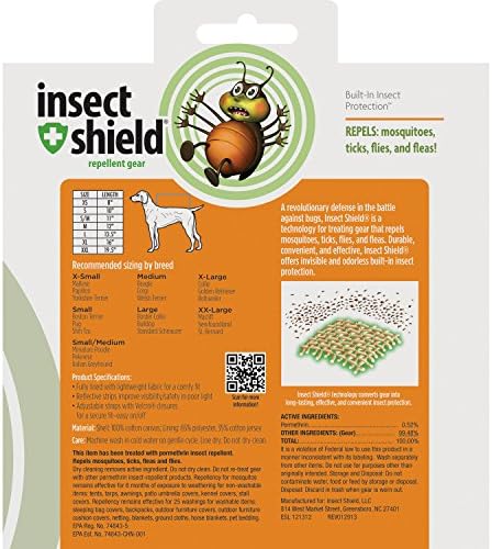 Защитна жилетка от насекоми Insect Shield за Защита на кучетата от бълхи, кърлежи, комари и много Други