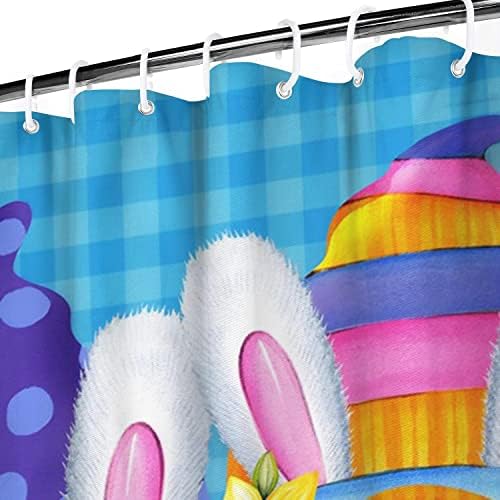Великден Завеса За душ Happy Easter Gnome Бъни Завеси за Душ за Баня, Великденски Яйца с Джуджетата За Баня, Интериор на Пердета за Баня-12 Пръстени, през Пролетта Начало Декор 72x84in