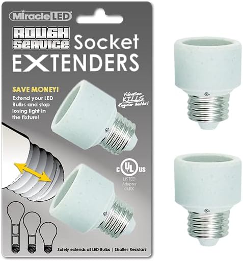 Пълнители за контакти Miracle LED 1 Груб Premium Service, изброени в САЩ, за led крушки CFL и лампи с нажежаема жичка, 2 опаковки (една опаковка от 2 броя)