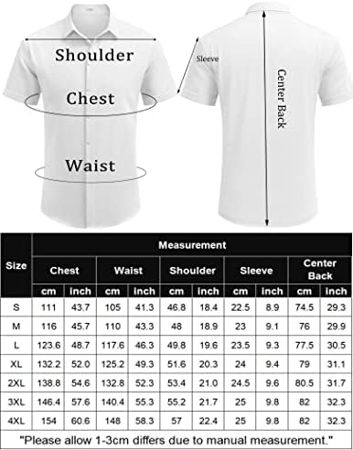 Мъжки Ленени Ризи COOFANDY, Ежедневни Ризи с Къс Ръкав, Риза с Копчета за Мъже, Плажна Лятна Сватбена Риза