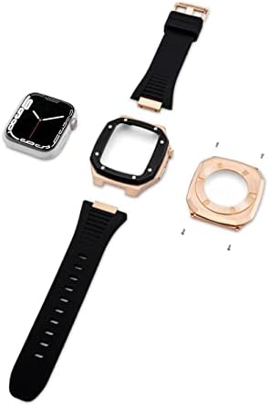 Комплект модификация BHOLSA за Apple Watch Case Mod Bezel Гумена Каишка Метална Каишка 44 мм 45 мм 41 мм 40 мм за iWatch Series 8 7 6 SE 5 4