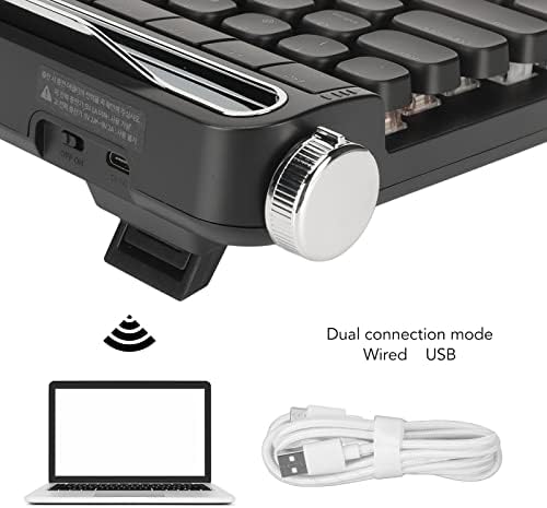 Механична Клавиатура за Пишеща машина TUORE, Батерия 1500 mah, с възможност за гореща замяна, Механична Клавиатура Bluetooth, Червен Ключ с поставка за игри (черен)