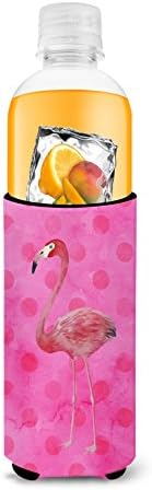 Caroline's Treasures BB8189MUK Flamingo Pink Polkadot Ultra Шушу за тънки кутии, Калъф за охлаждане на Консерви, Може да се Пере в кола, Калъф за напитки, Сгъване, Втулка, Държач за напитки,