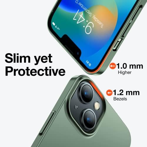TORRAS Slim Fit е Съвместим с 13 Mini Case Зелен цвят, [Тънък като хартия] [Копринена на допир] Твърд Пластмасов калъф със защита от надраскване, лек Калъф за телефон iPhone 13 Mini 5.4 инча, Алпийски зелен