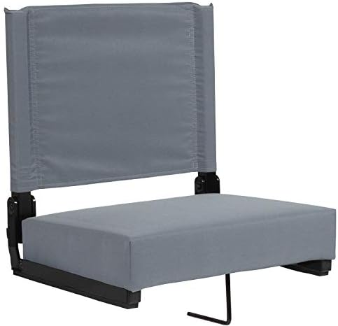 Удобни седалки за трибуните Flash Furniture от Flash - сиво стадионное стол с тегло 500 килограма Разтегателен фотьойл - Дръжка за носене - Седалка с ультрамягкой подплата