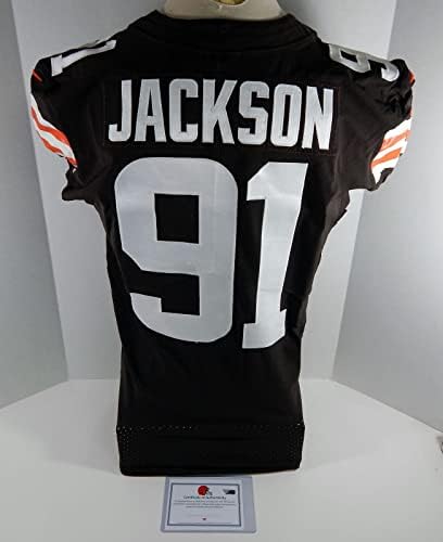 2021 Cleveland Browns Джо Джексън 91 Използвана в играта Кафява Риза 44 DP23423 - Използваните В играта тениски NFL без подпис