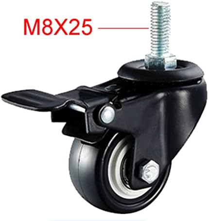 RFXCOM Высоконагруженные 2-инчов полиуретанови колела с плъзгане на волана, Двухопорный ходова винт M10x25mm, Ням Носимое Индустриална техника 2 бр. (Цвят: Brake x M8)