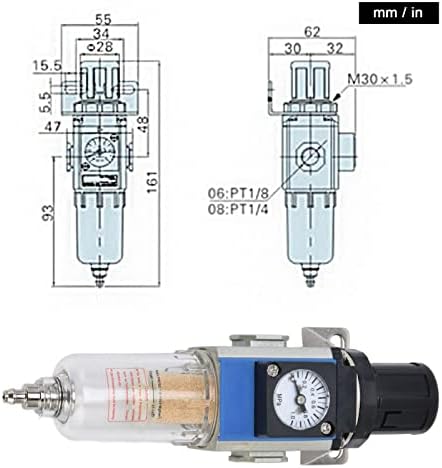 Филтър въздушен компресор самостоятелно блокиране на Регулатор на Налягането Водомасляный Сепаратор с Манометром 10CC (GFR200-08)
