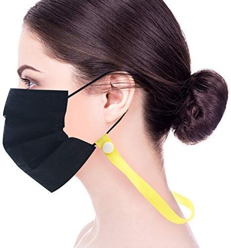 Ремък за връзване на маски AYD (2 бр), Бутонът затвори, Каишка за маска за деца, Каишка за маска за жени, Каишка за маска за мъже, за да предотврати загуба на маски, Произведено в Корея, Модерен (Жълт хром, за възрастни