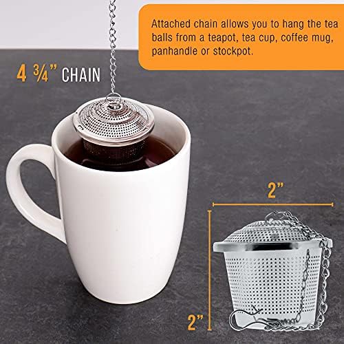 Кухненски аксесоари от САЩ - 2 чаени топка цедка за заваряване на чай премиум-клас от неръждаема стомана с размер 2 инча с микроперфорированной мрежа - Заварочный ли?